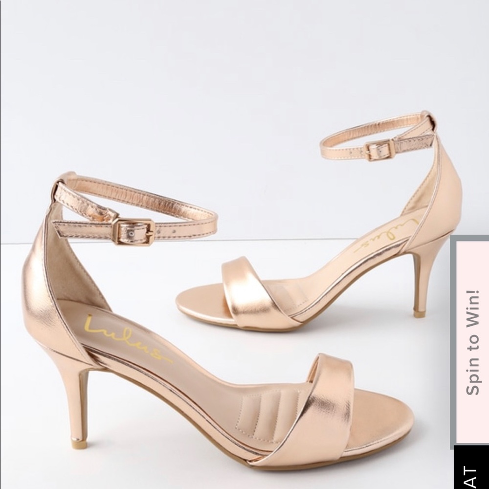 Lover Rose Gold Ankle Strap Heels